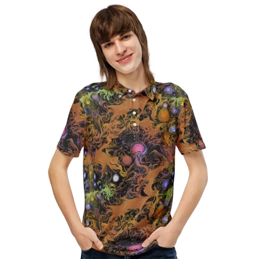 Molten Herbarium on a Men's Slim Fit Polo Shirt
