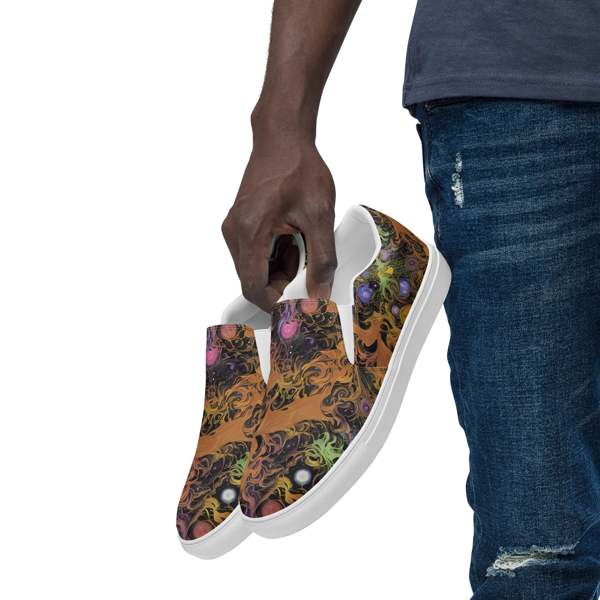 Molten Herbarium on Men's Slip-On Canvas Shoes — Left Front
