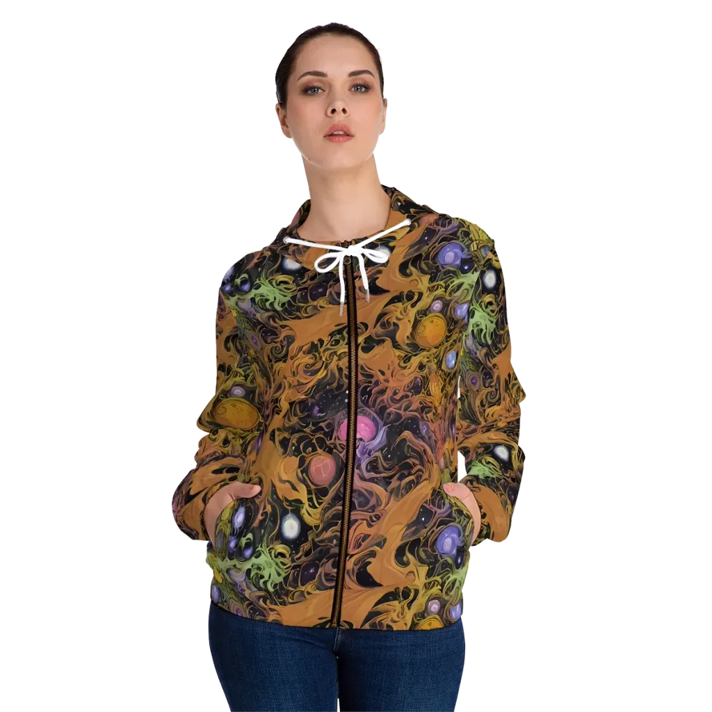 Molten Herbarium on Women's Full-Zip Hoodie — Front On Person