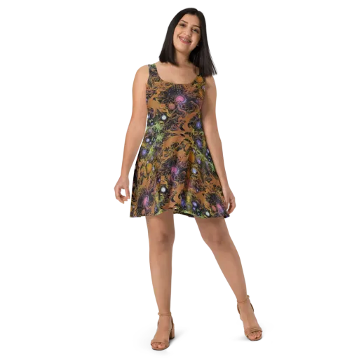 Molten Herbarium on a Skater Dress