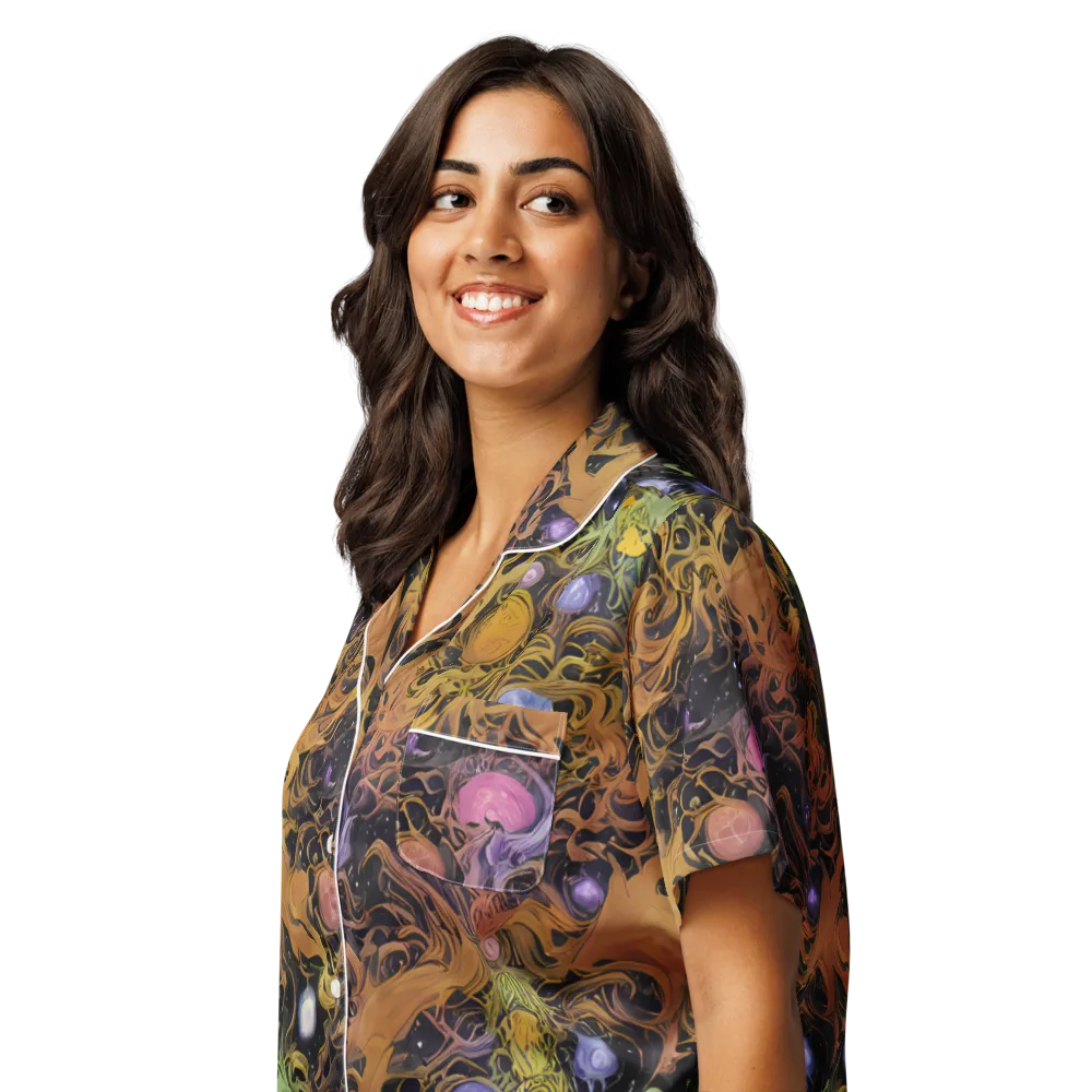 Molten Herbarium on Women's Short Sleeve Pajama Top — Left Front