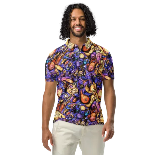 Prismatic Menagerie on a Men's Slim Fit Polo Shirt