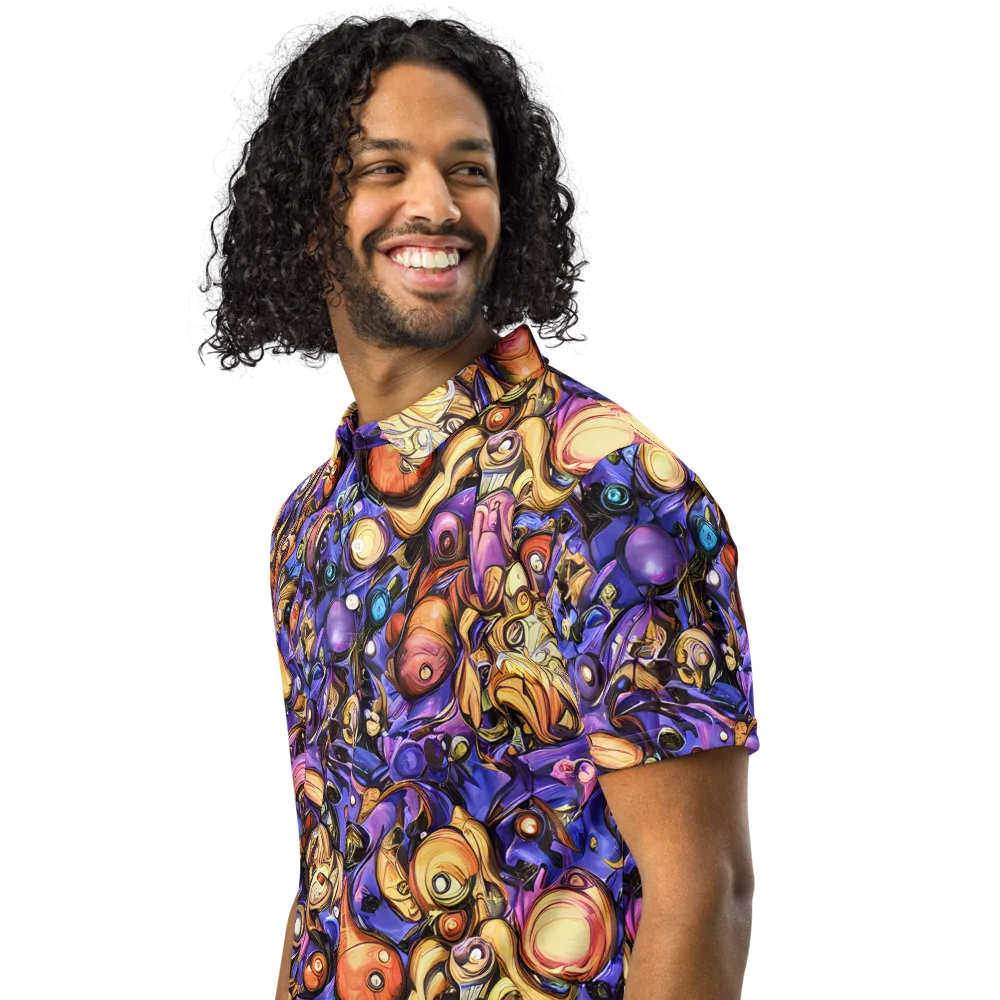 Prismatic Menagerie on Men's Slim Fit Polo Shirt — Left Front