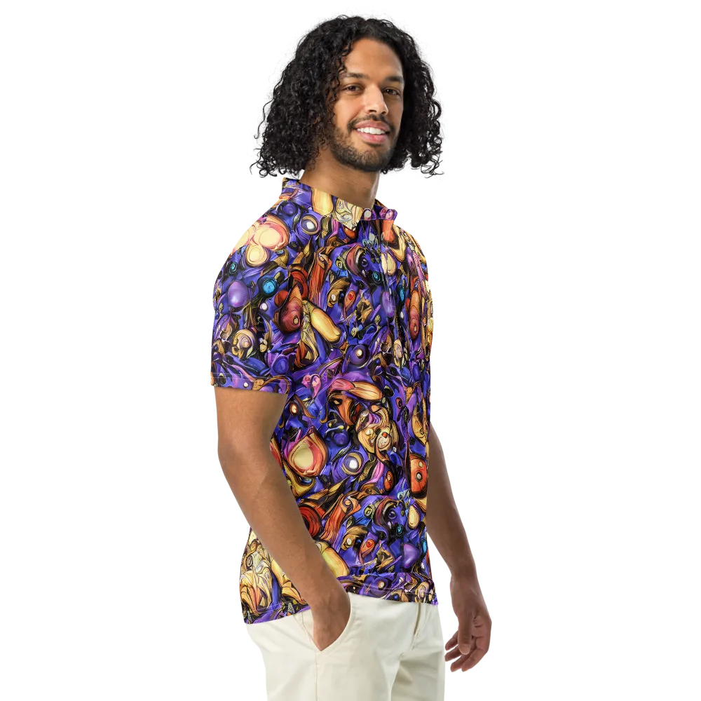Prismatic Menagerie on Men's Slim Fit Polo Shirt — Right Front