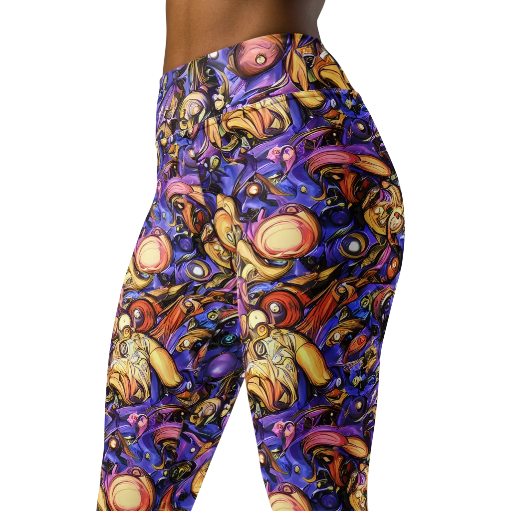 Prismatic Menagerie on Yoga Leggings — Left Front