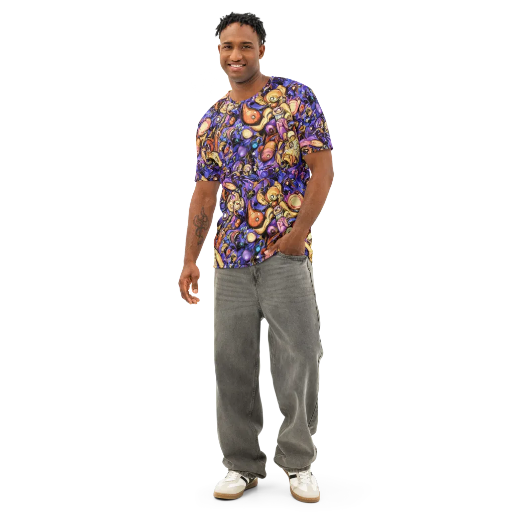 Prismatic Menagerie on Men's Cotton Crew Neck T-Shirt — Front
