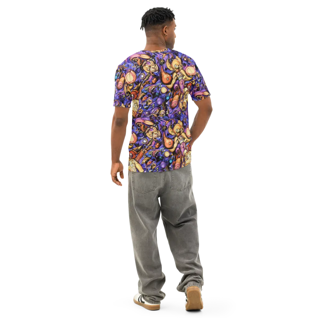 Prismatic Menagerie on Men's Cotton Crew Neck T-Shirt — Back