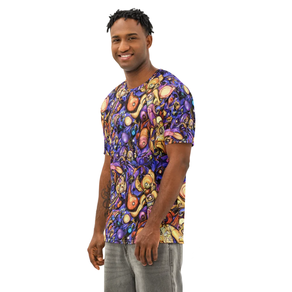 Prismatic Menagerie on Men's Cotton Crew Neck T-Shirt — Left Front