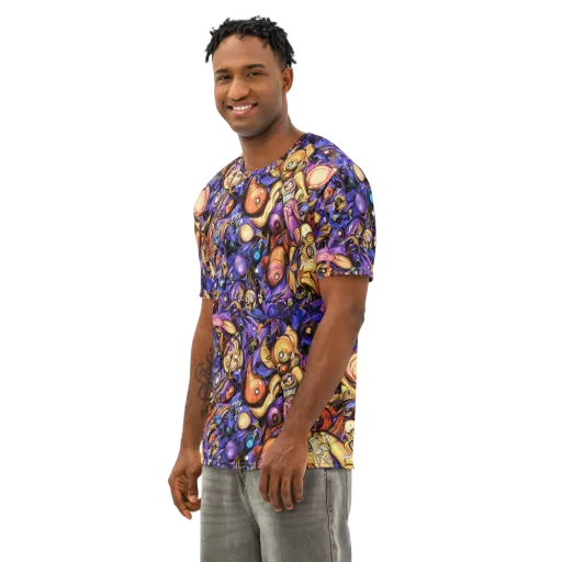 Prismatic Menagerie on a Men's Cotton Crew Neck T-Shirt