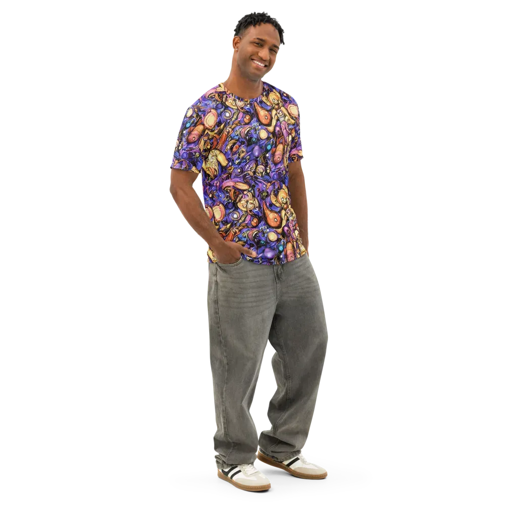 Prismatic Menagerie on Men's Cotton Crew Neck T-Shirt — Right Front