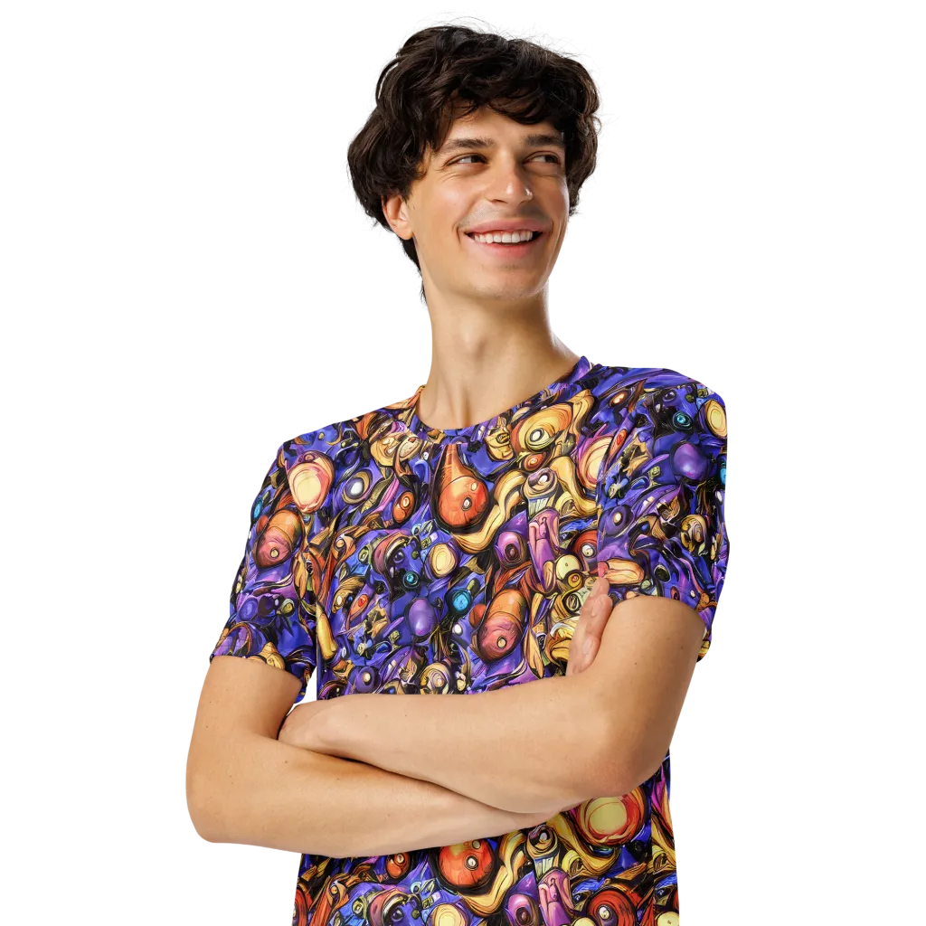 Prismatic Menagerie on Men's Crew Neck T-Shirt — Left Front