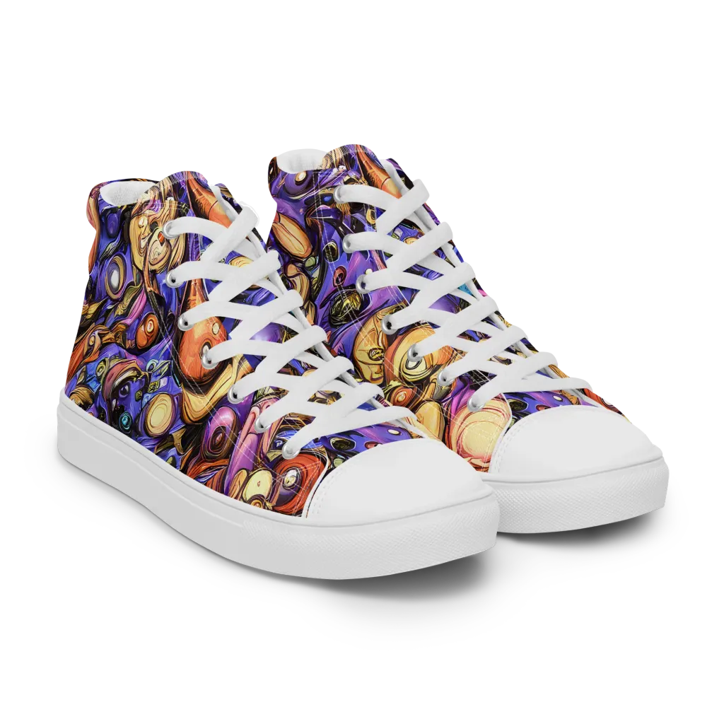 Prismatic Menagerie on Men's High Top Canvas Shoes — Right Front