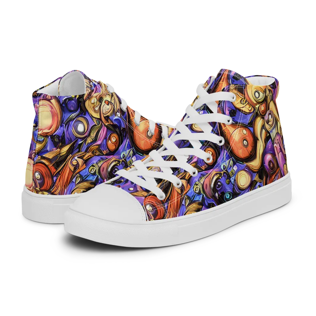 Prismatic Menagerie on Men's High Top Canvas Shoes — Left