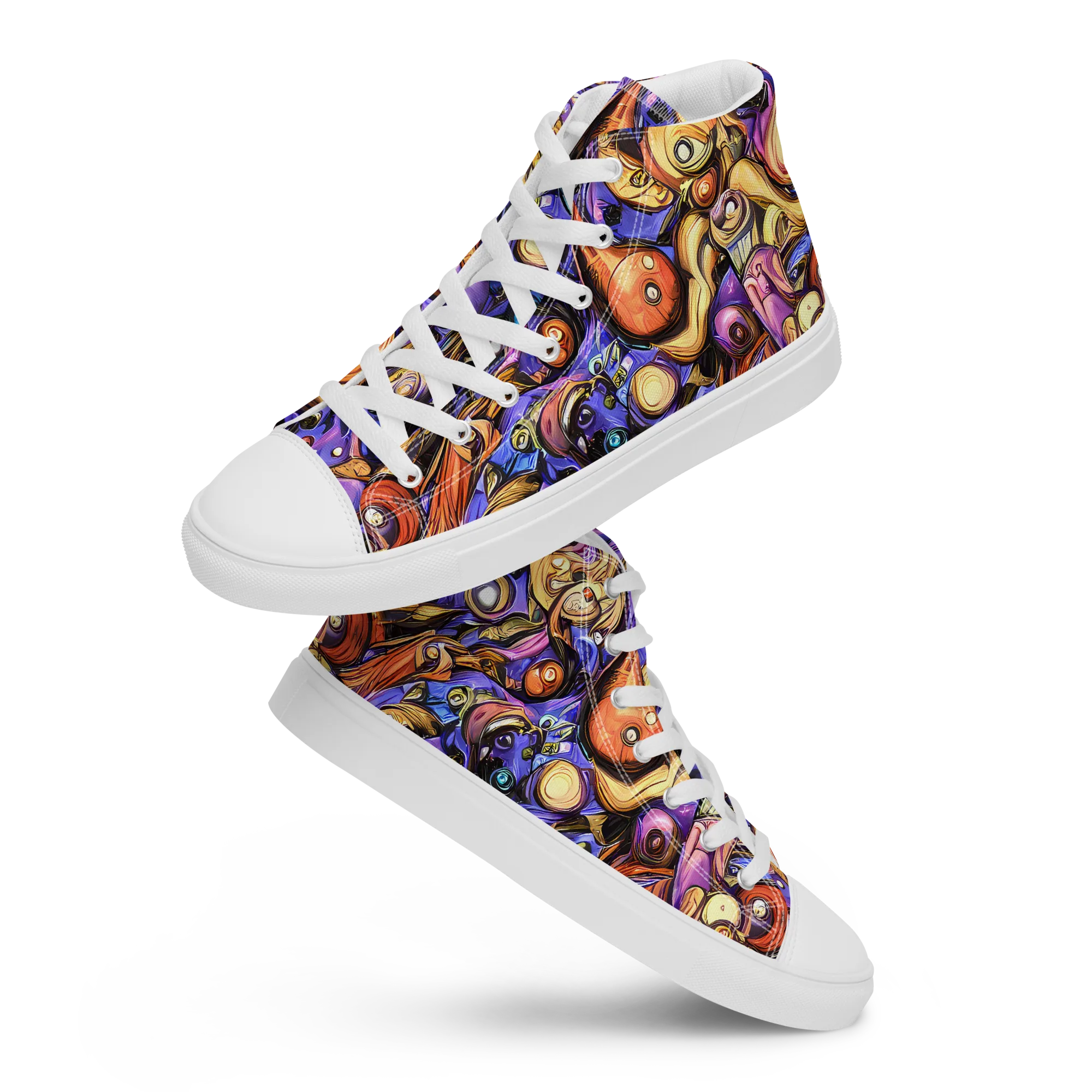 Prismatic Menagerie on Men's High Top Canvas Shoes — Front