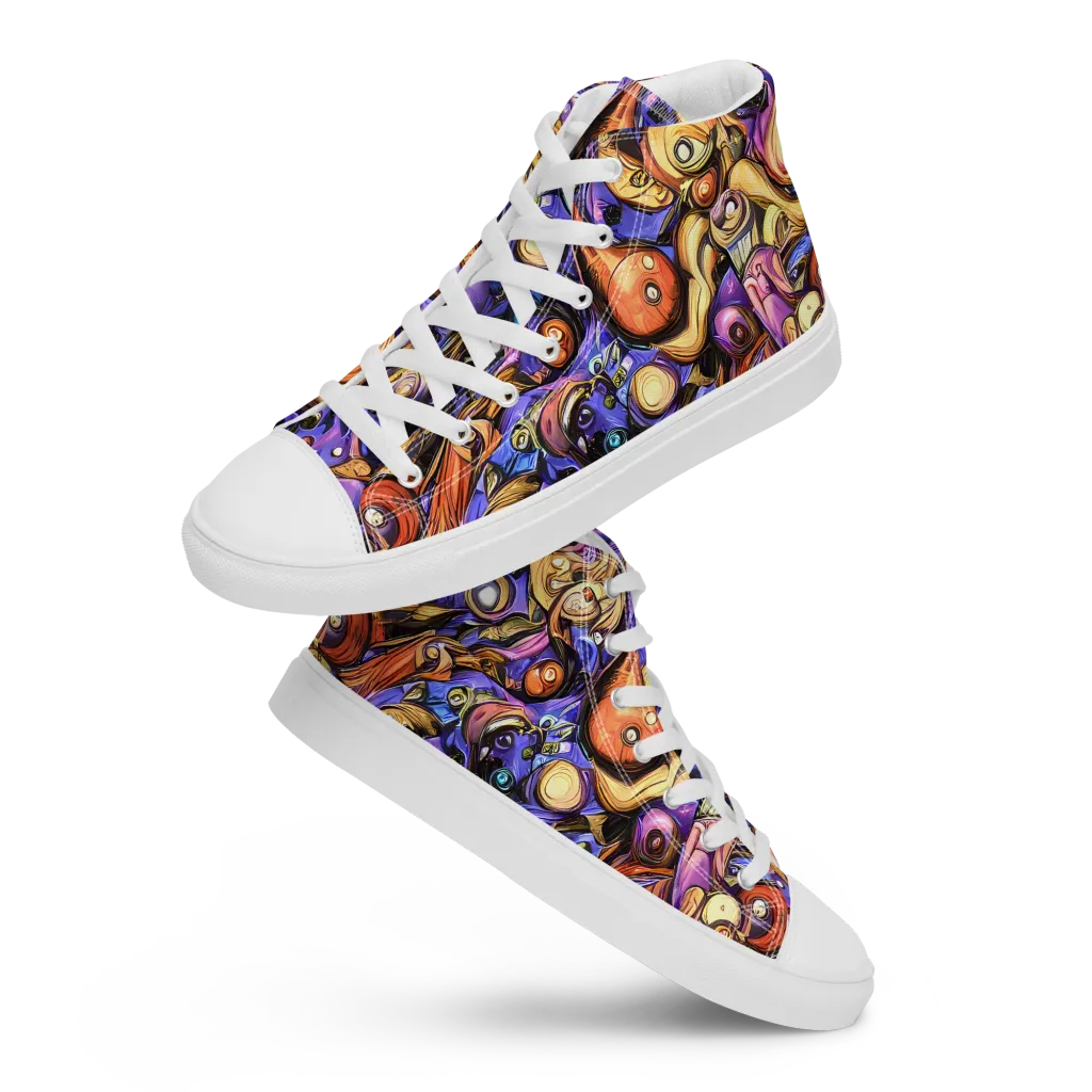 Prismatic Menagerie on Men's High Top Canvas Shoes — Front