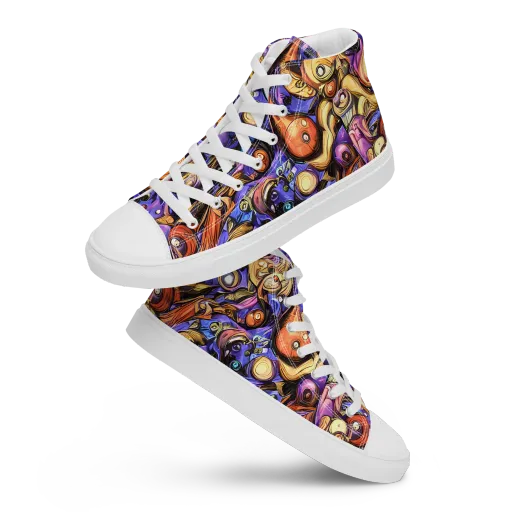 Prismatic Menagerie on a Men's High Top Canvas Shoes