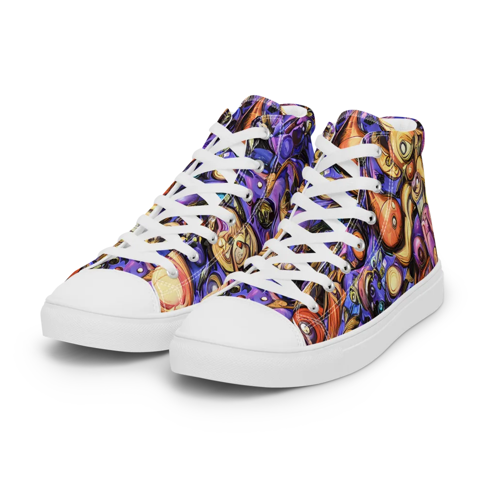 Prismatic Menagerie on Women's High Top Canvas Shoes — Left Front