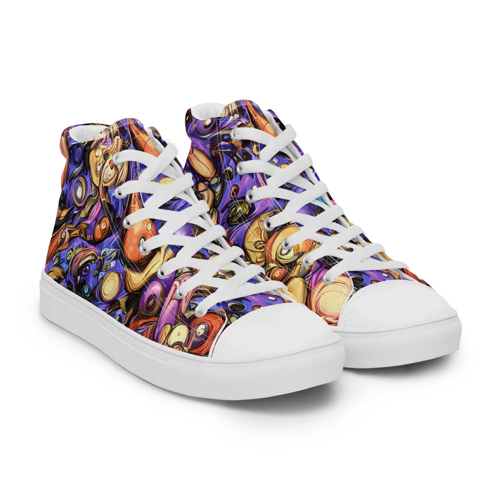 Prismatic Menagerie on Women's High Top Canvas Shoes — Right Front