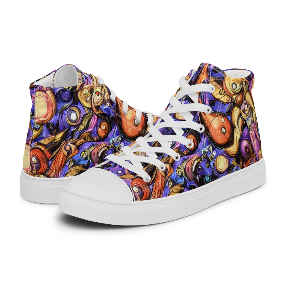 Prismatic Menagerie on Women's High Top Canvas Shoes — Left