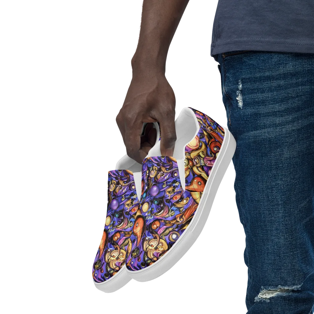 Prismatic Menagerie on Men's Slip-On Canvas Shoes — Left Front