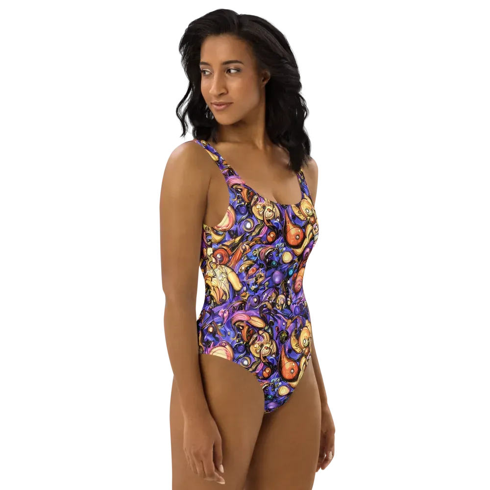 Prismatic Menagerie on One-Piece Swimsuit — Right