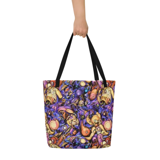 Prismatic Menagerie on a Large Tote Bag W/ Pocket