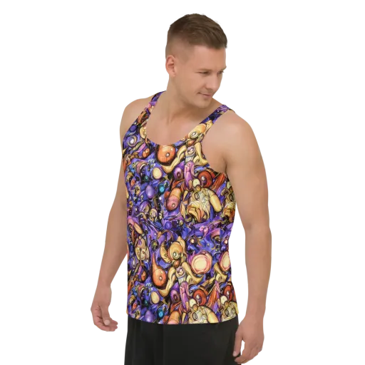 Prismatic Menagerie on a Men's Tank Top