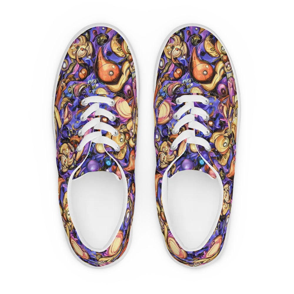 Prismatic Menagerie on Men's Lace-Up Canvas Shoes — Front