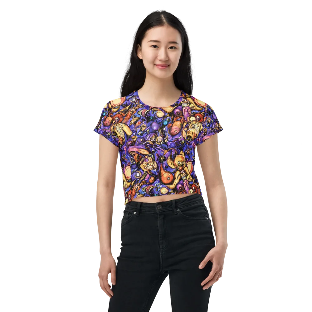 Prismatic Menagerie on Crop Tee — Front