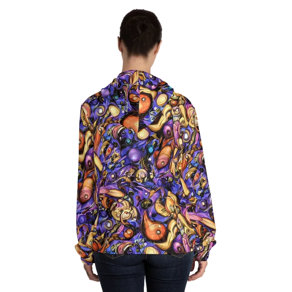 Prismatic Menagerie on Women's Full-Zip Hoodie — Back On Person