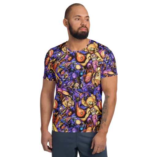 Prismatic Menagerie on a Men's Athletic T-Shirt
