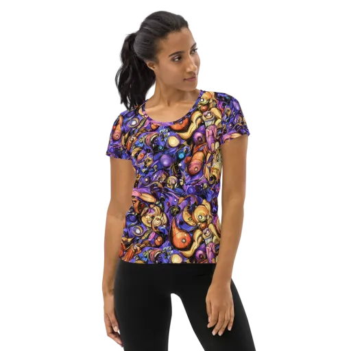 Prismatic Menagerie on a Women's Athletic T-Shirt