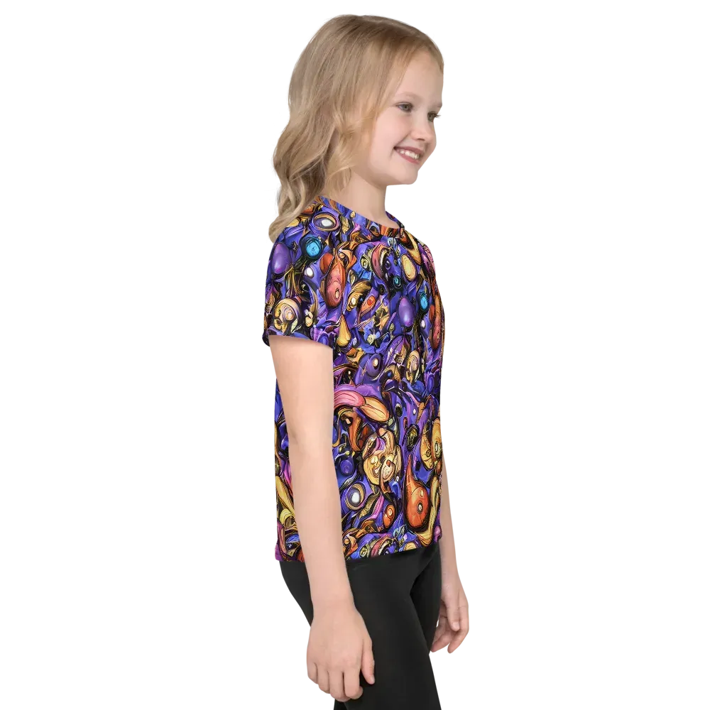 Prismatic Menagerie on Kids Crew Neck T-Shirt — Right