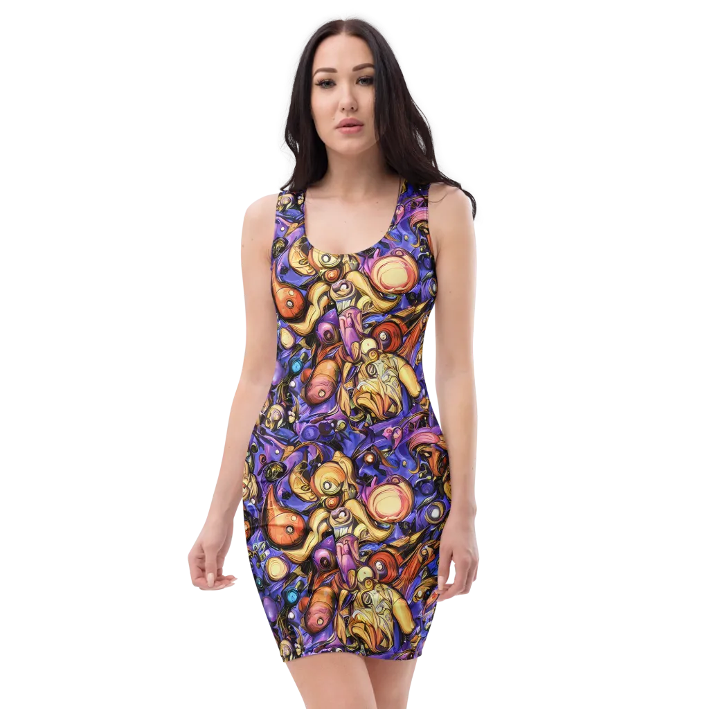 Prismatic Menagerie on Bodycon Dress — Front