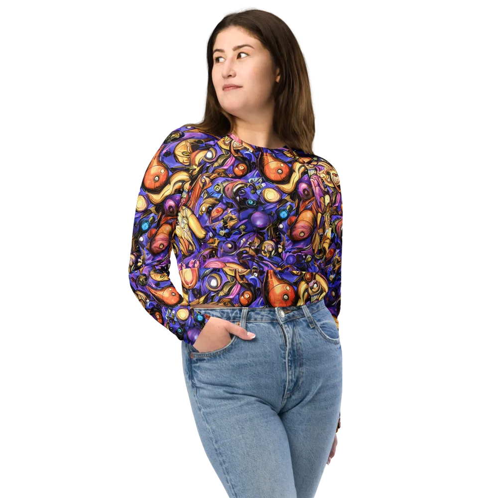 Prismatic Menagerie on Long Sleeve Crop Top — Front