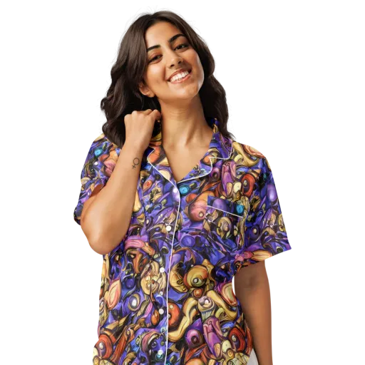 Prismatic Menagerie on a Women's Short Sleeve Pajama Top