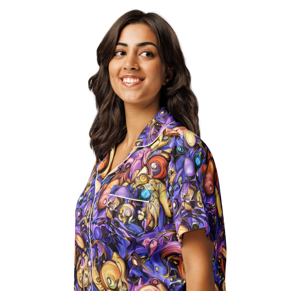 Prismatic Menagerie on Women's Short Sleeve Pajama Top — Left Front