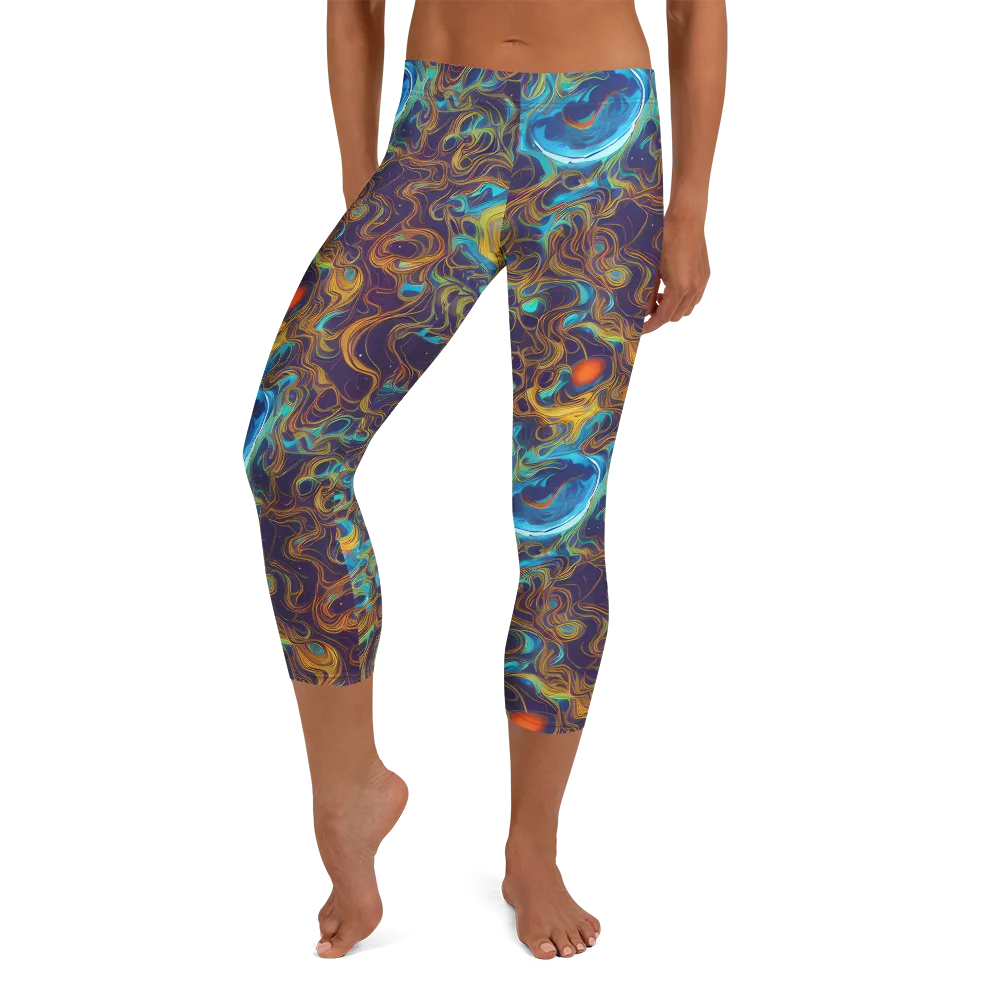 Indigo Gravity on Capri Leggings — Front