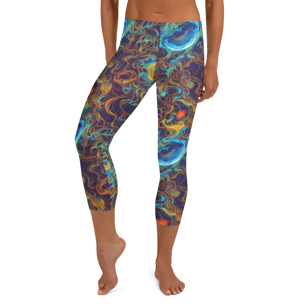 Indigo Gravity on Capri Leggings — Front