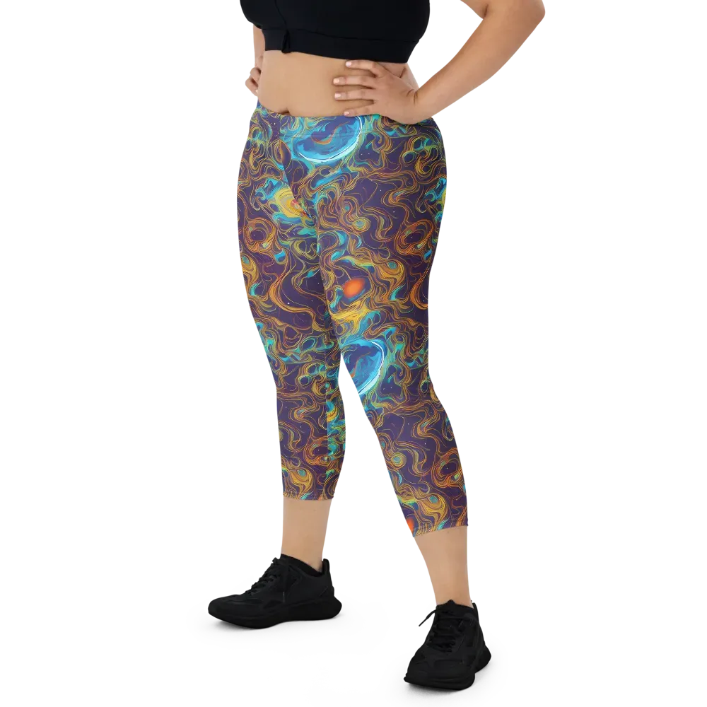 Indigo Gravity on Capri Leggings — Front