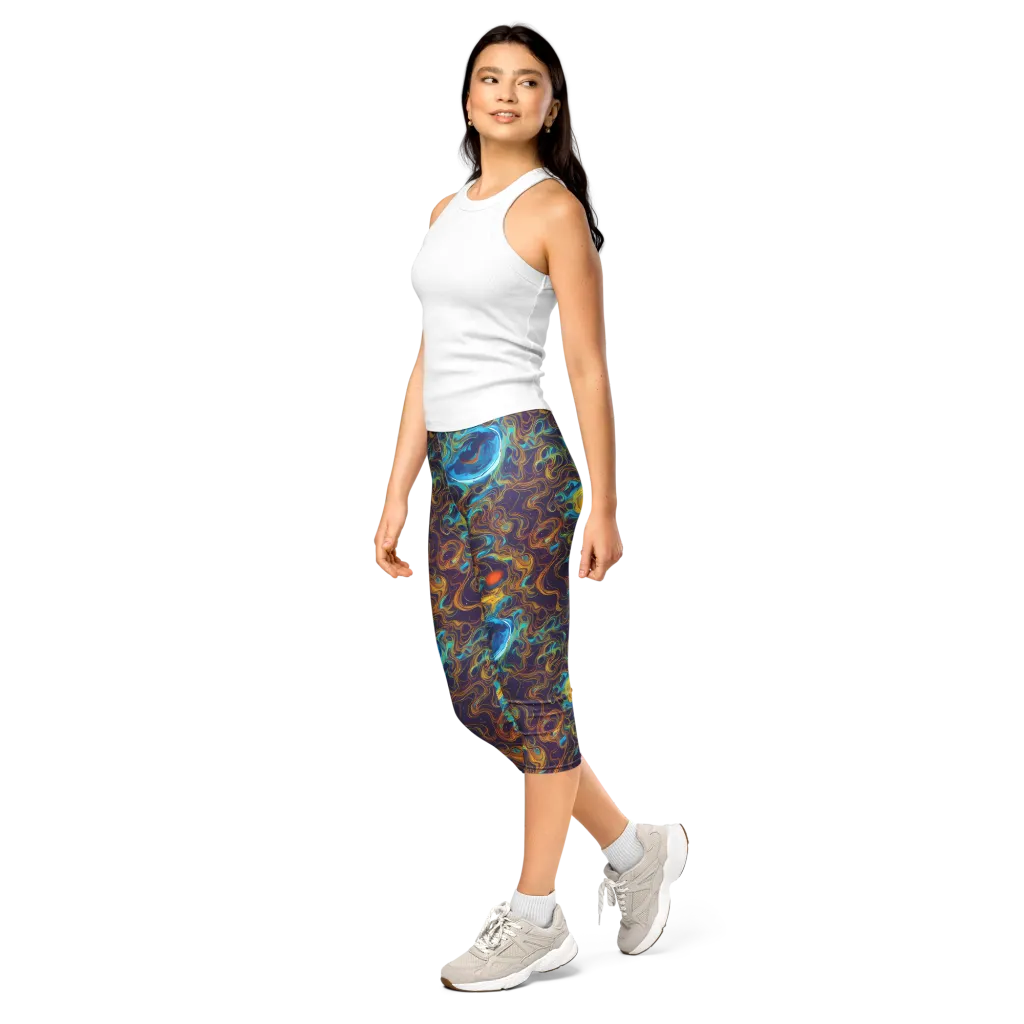 Indigo Gravity on Capri Leggings — Left Front