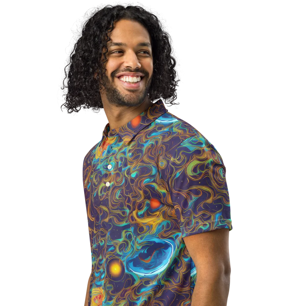 Indigo Gravity on Men's Slim Fit Polo Shirt — Left Front