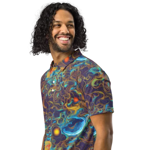 Indigo Gravity on a Men's Slim Fit Polo Shirt