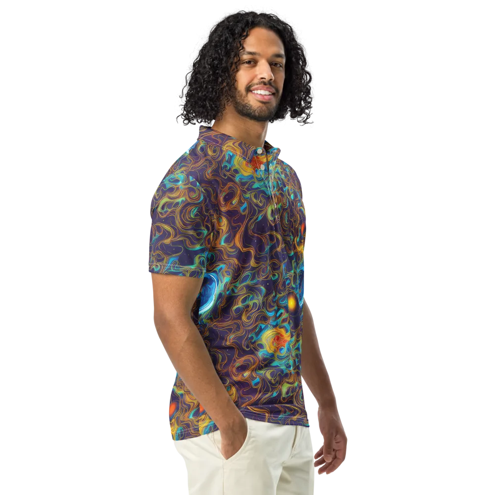 Indigo Gravity on Men's Slim Fit Polo Shirt — Right Front