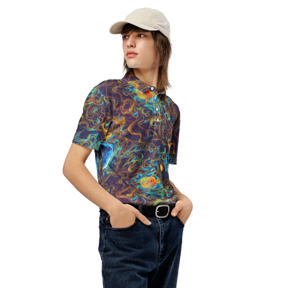 Indigo Gravity on Men's Slim Fit Polo Shirt — Right Front