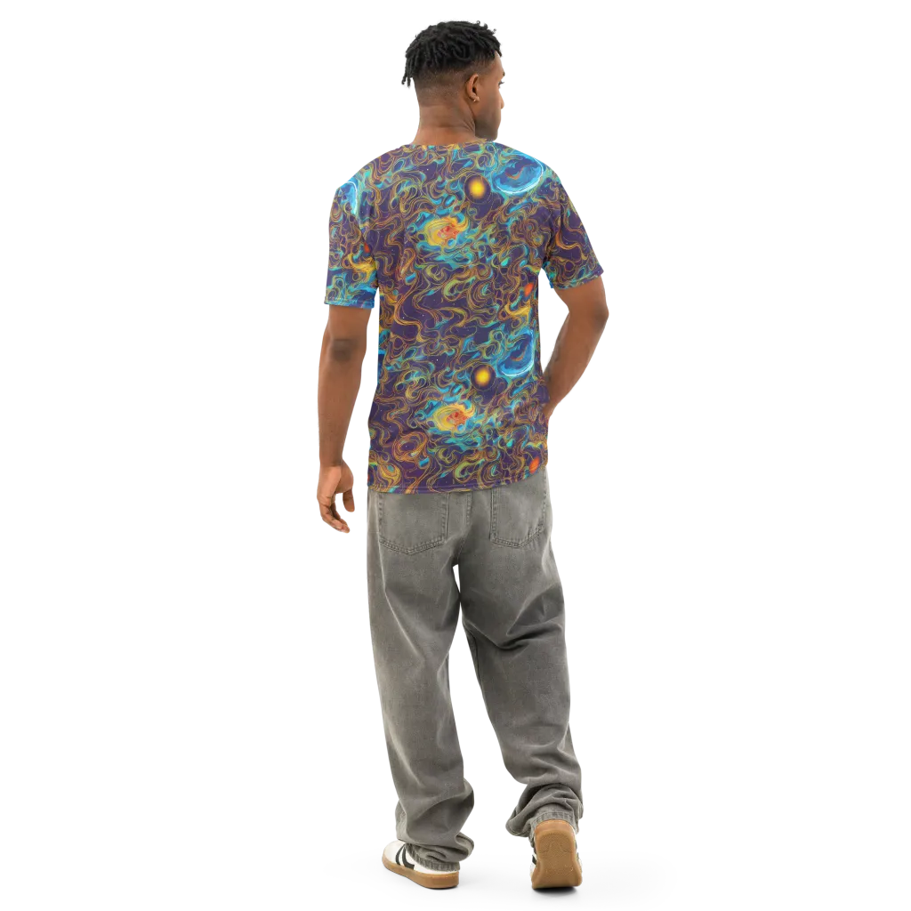 Indigo Gravity on Men's Cotton Crew Neck T-Shirt — Back
