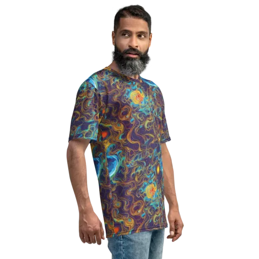 Indigo Gravity on a Men's Crew Neck T-Shirt