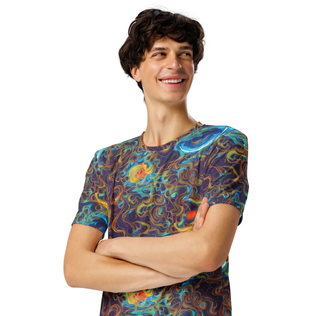 Indigo Gravity on Men's Crew Neck T-Shirt — Left Front