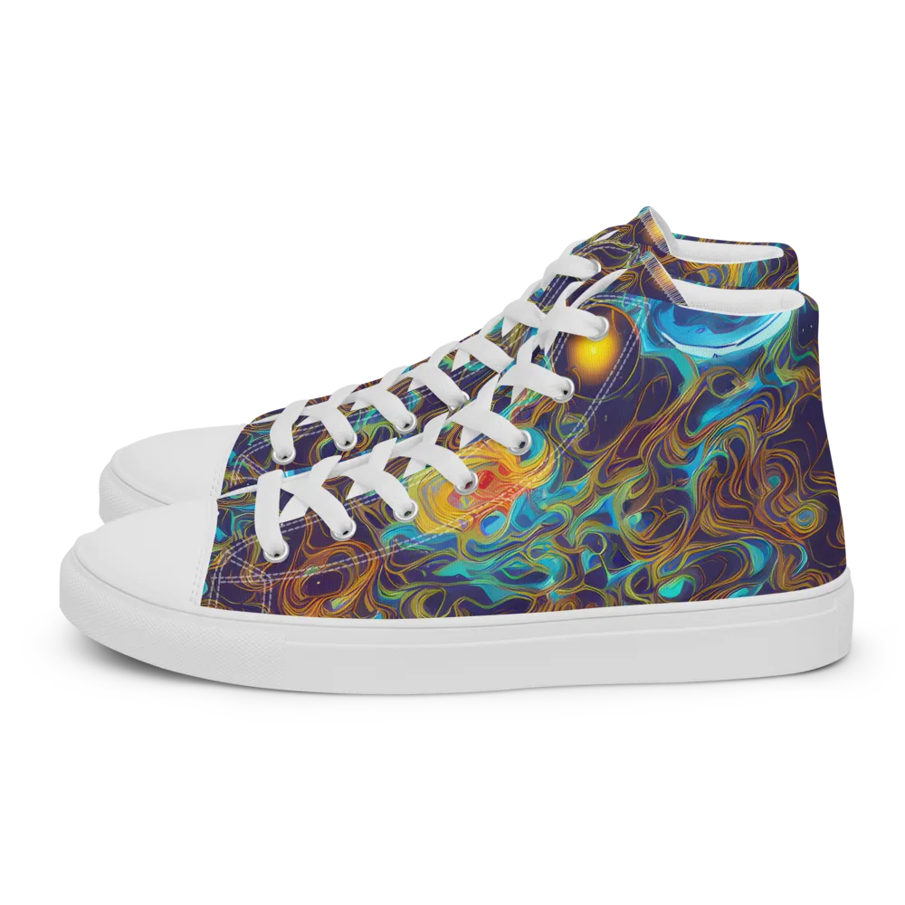 Indigo Gravity on Men's High Top Canvas Shoes — Left