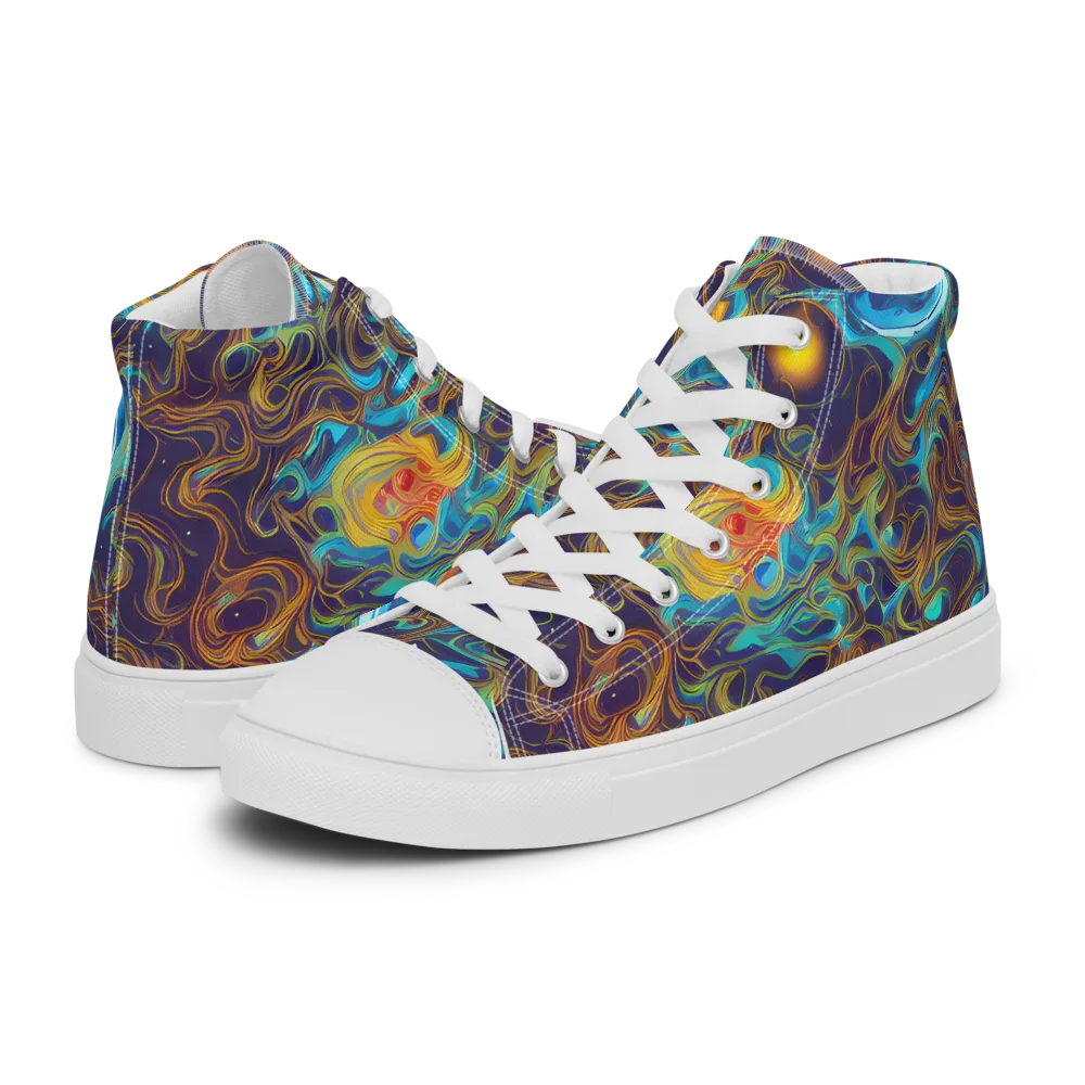 Indigo Gravity on Men's High Top Canvas Shoes — Left